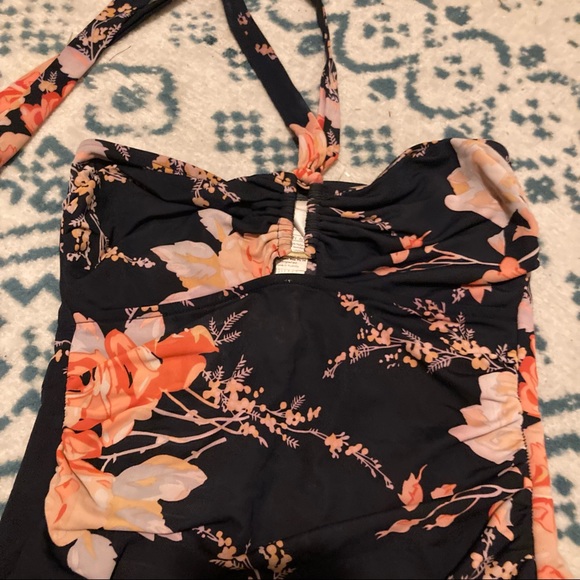 Zimmermann Black Pink Rose Floral Halter Swim Suit - Picture 2 of 9